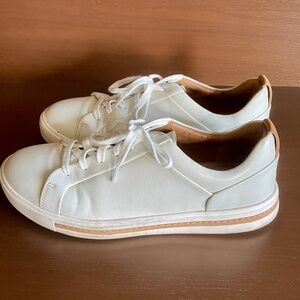Clarks white leather sneakers